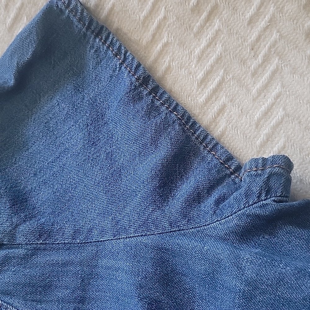 Old Navy Button Down Denim Dress pockets short sleeve chambray preppy sz MEDIUM - Picture 6 of 8
